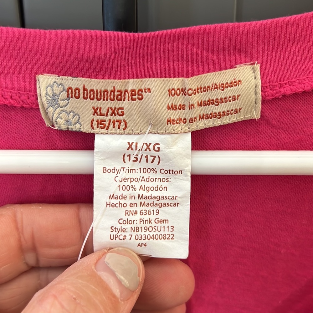 NWT{No Boundaries}Juniors Sz XL(15/17)Hot pink lightweight T-shirt Cardigan - Picture 3 of 7